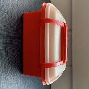 Vintage Tupperware #1254-4 Red Mini Pack N Carry Lunch Box Set